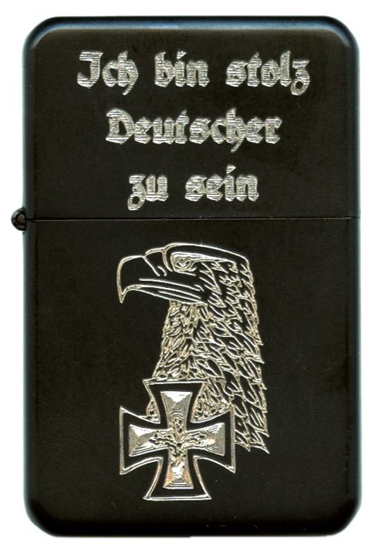 Feuerzeug schwarz "Ich bin stolz Deutscher zu sein"