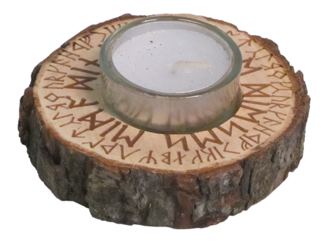 Holz-Teelichthalter "Futhark"