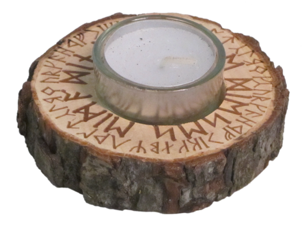 Holz-Teelichthalter "Futhark"