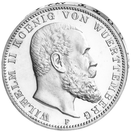 "Wilhelm II. König von Württemberg", 3 Mark