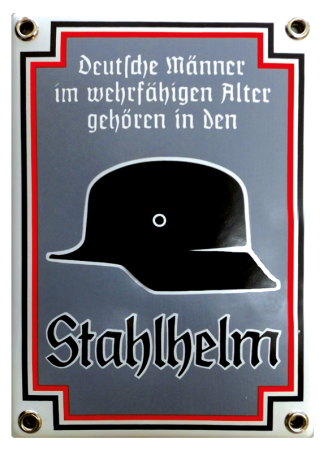 Blechschild "Deutsche Männer im wehrfähigen Alter gehören