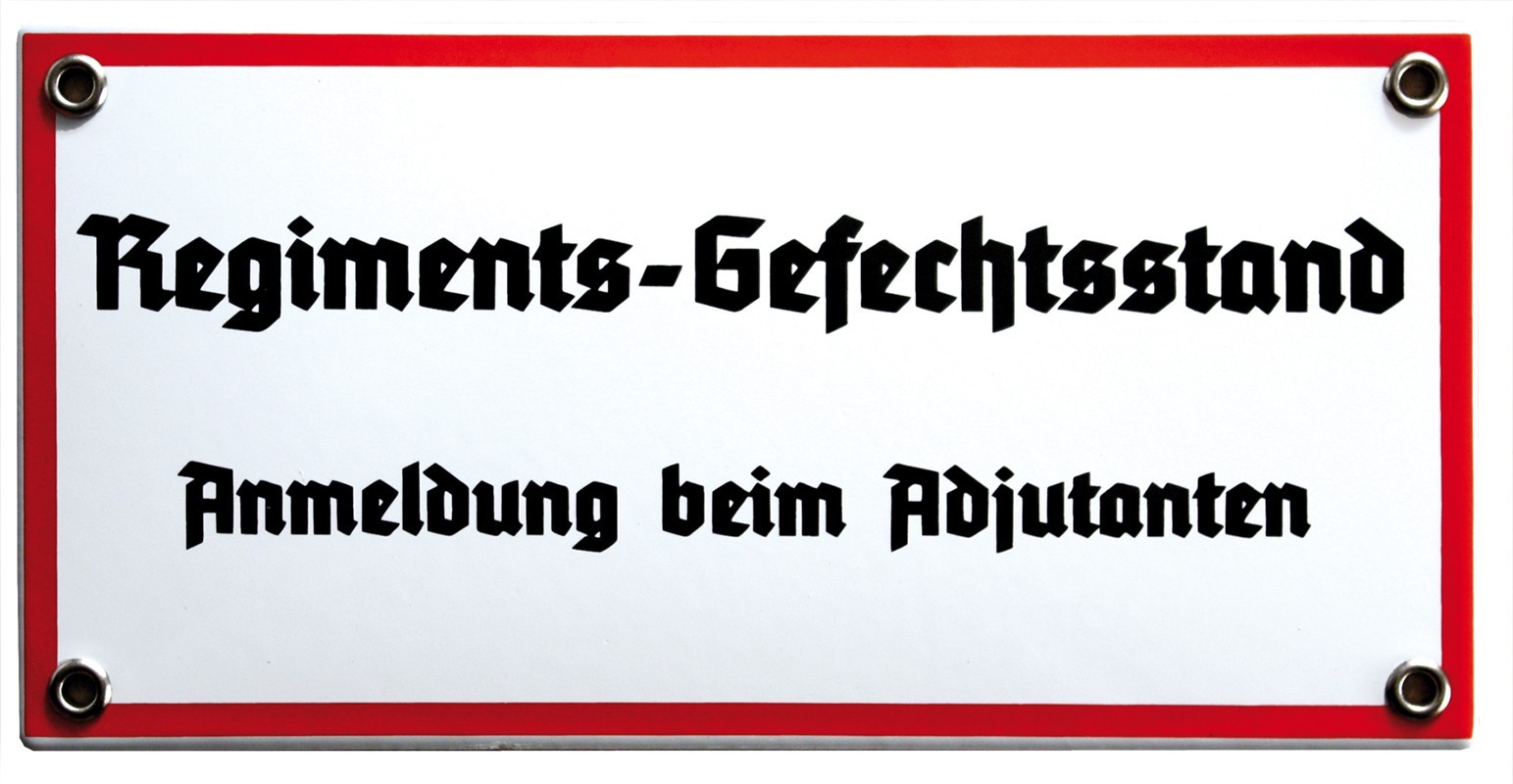 Emailleschild "Regiments-Gefechtstand"