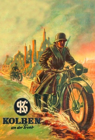 Blechschild "Kolben an der Front"