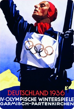 Blechschild ´Olympische Winterspiele 1936º, 20 x 30 cm