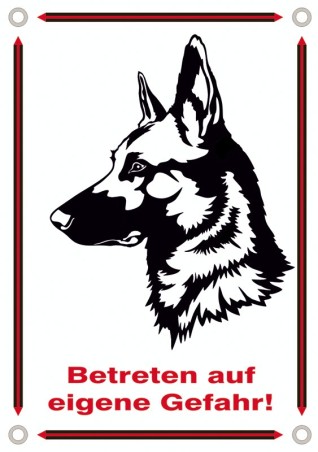 Emailleschild "Betreten auf eigene Gefahr!"