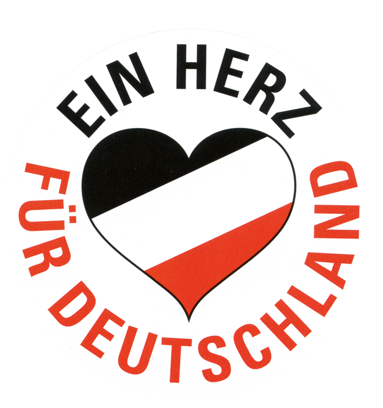 Aufkleber "Ein Herz für Deutschland", schwarz-weiß-rot