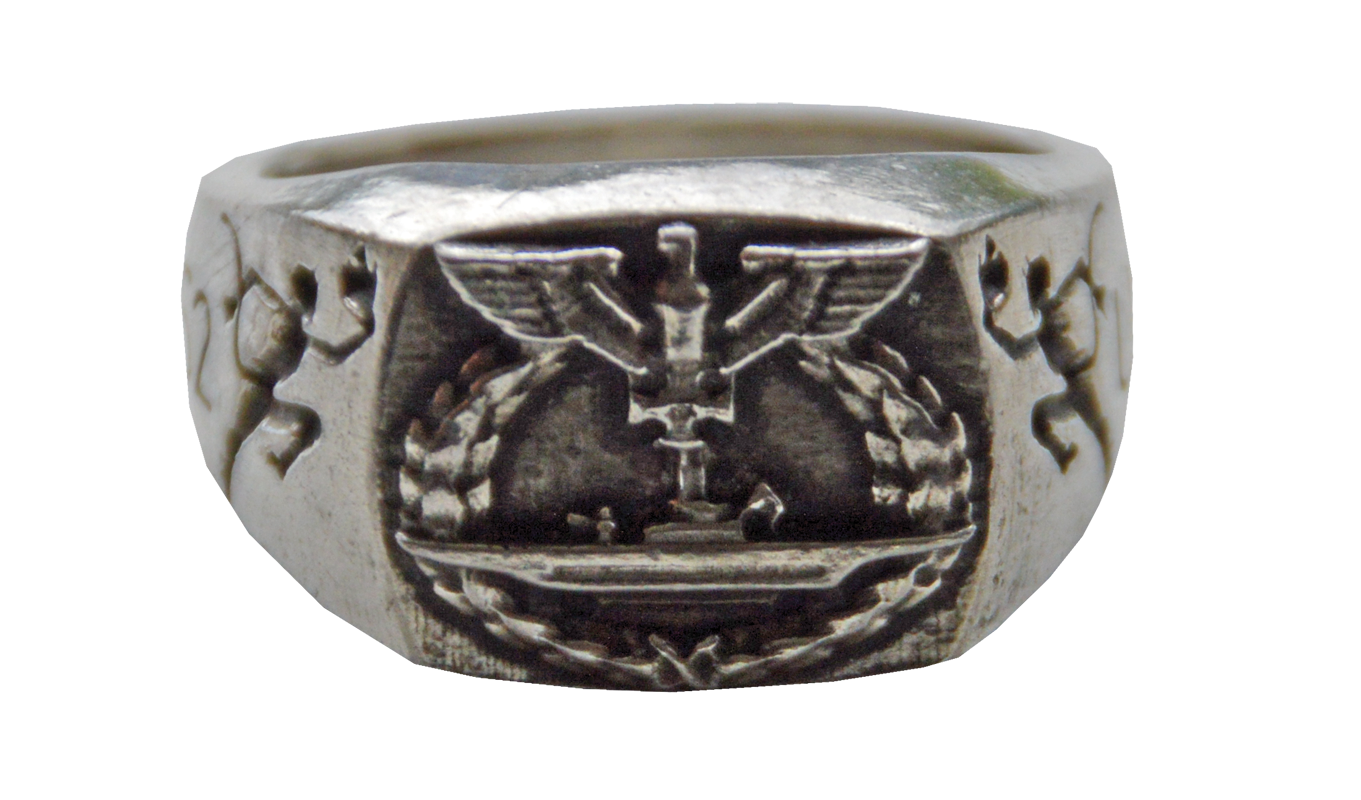 Sammlerring "U 552 mit U-Boot-Kriegsabzeichen", Einheitsgr. 21mm