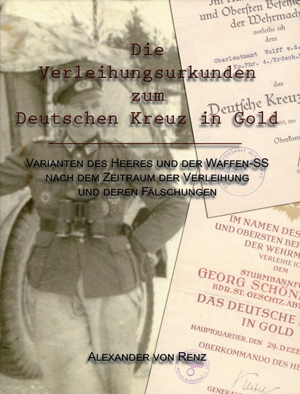 Die Verleihungsurkunden zum Deutschen Kreuz in Gold