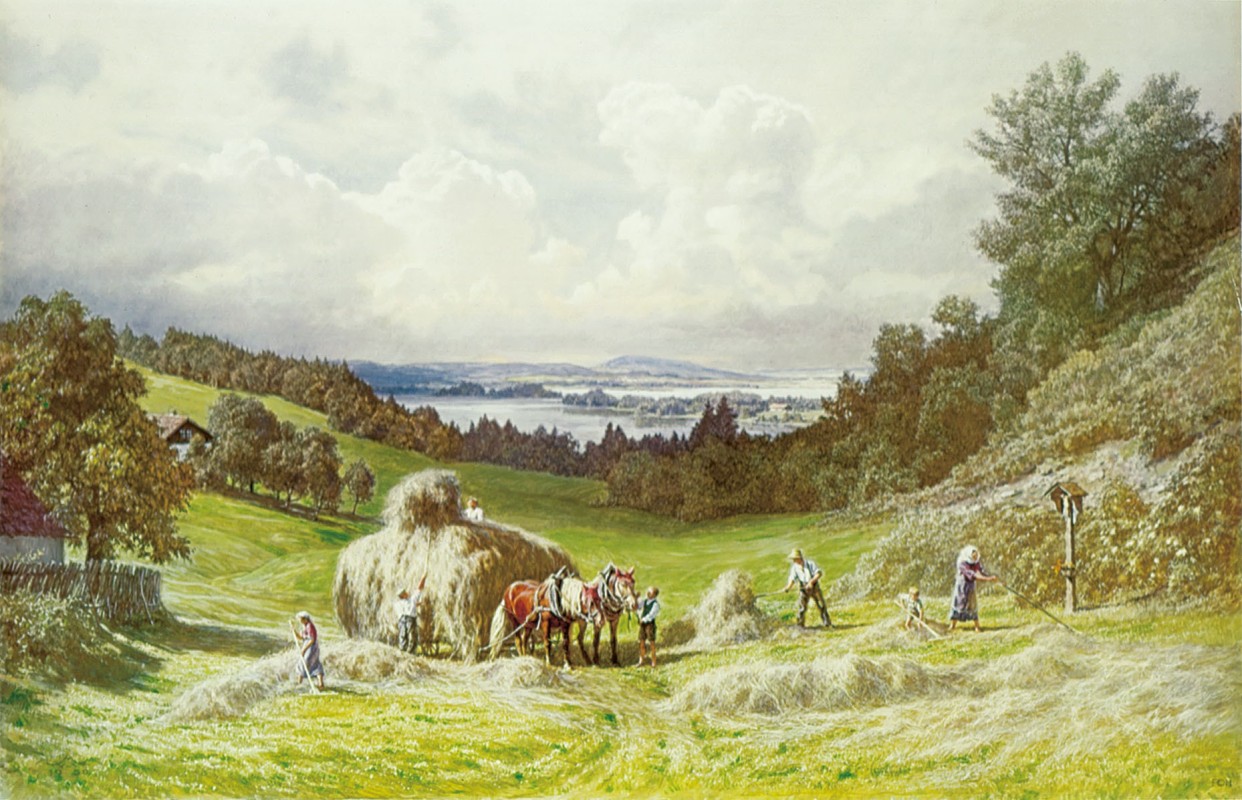 Kunstdruck "Vogt-Vilseck, Heuernte am Staffelsee" (P)