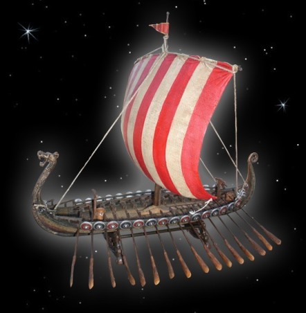 Wikingerschiff mit abnehmbaren Rudern