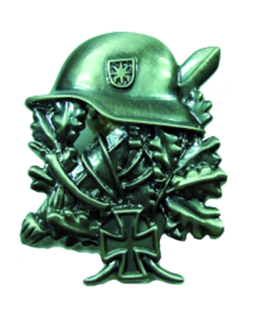 Anstecker "Stahlhelm mit Schwertern"