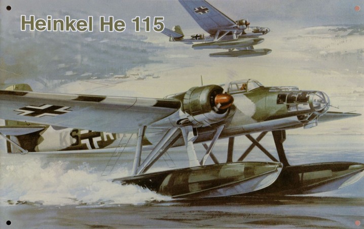 Blechschild "Wasserflugzeug Heinkel He 115", 30 x 20 cm