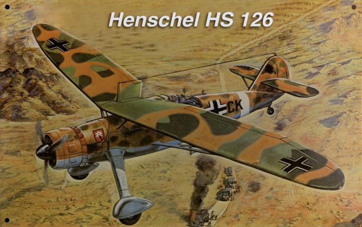 Blechschild "Aufklärungsflugzeug Henschel Hs 126", 30 x 20 cm
