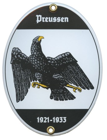 Blechschild "Preußen 1921-1933", oval