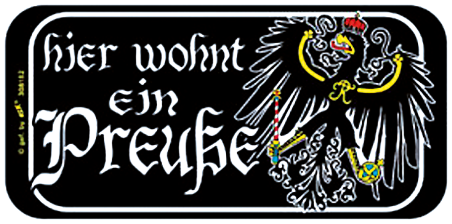 Kunststoffschild Hier wohnt ein Preuße, 14,6 x 7,5 cm