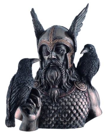 Büste "Odin mit Hugin und Munin", Bronze
