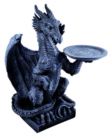 Skulptur "Drach mit Tablett"