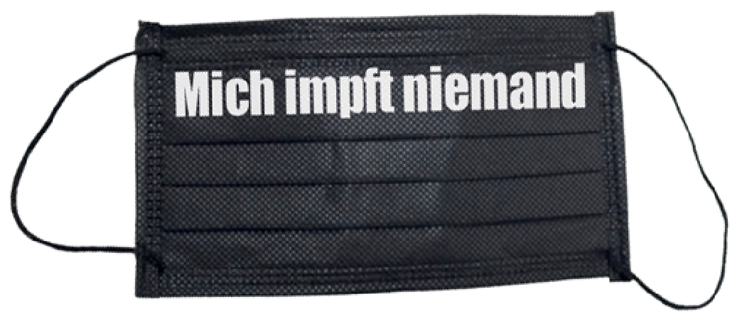 OP-Maske "Mich impft niemand" schwarz, 5 Stück