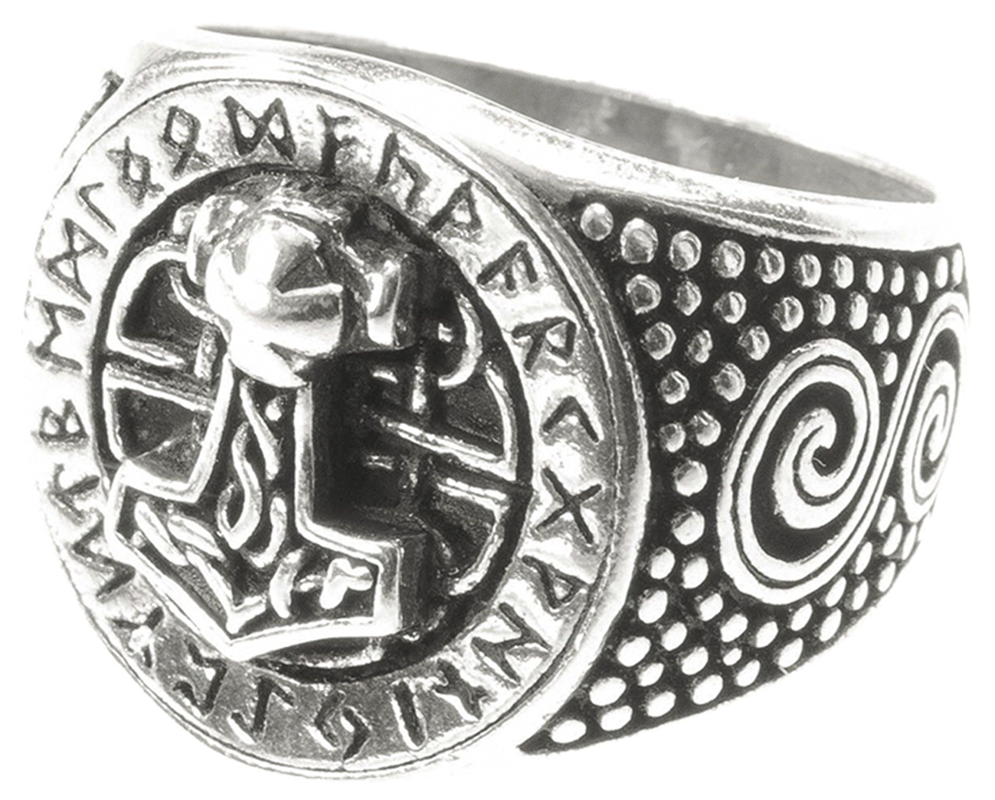 Ring "Thorshammer mit Runen"