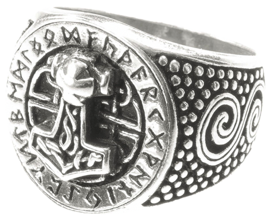 Ring "Thorshammer mit Runen"