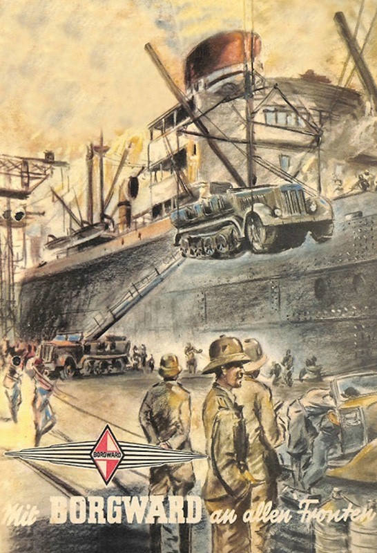 Blechschild "Mit Borgward an allen Fronten"
