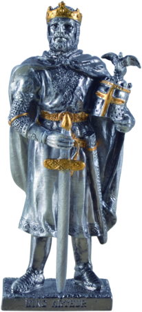 "Zinnritter König Arthur mit Krone"