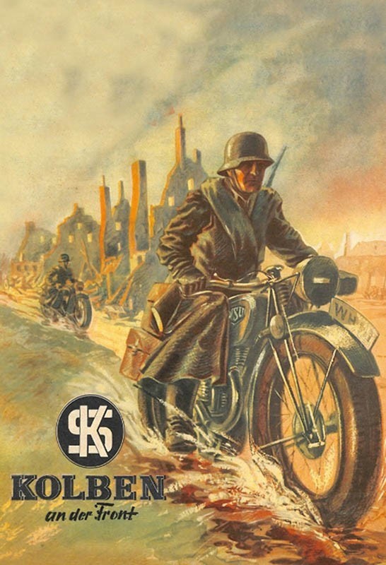 Blechschild "Kolben an der Front"