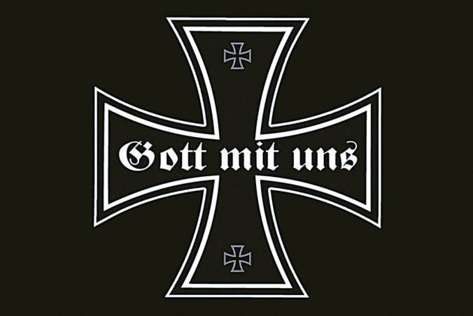 Blechschild "Gott mit uns" EK, schwarz