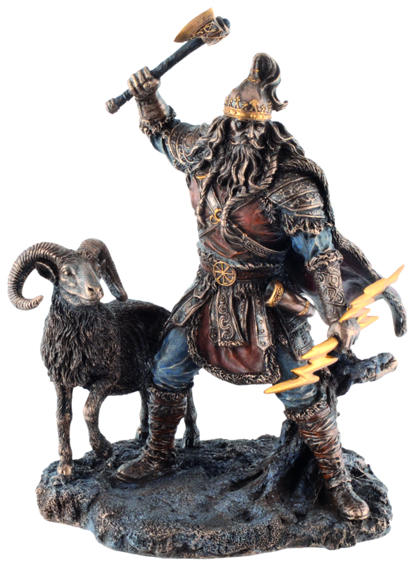 "Thor mit Blitz, Axt und Widder"