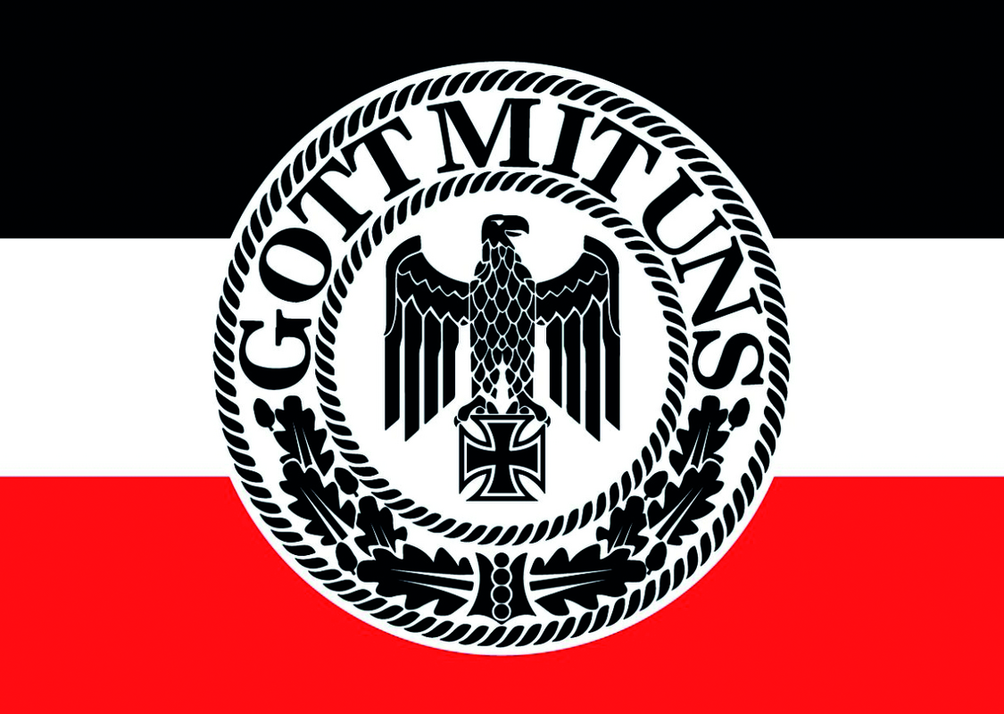 Aufkleber "Gott mit uns" s/w/r, 10 Stück