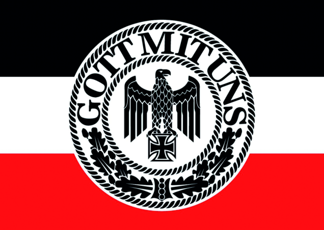 Aufkleber "Gott mit uns" s/w/r, 10 Stück