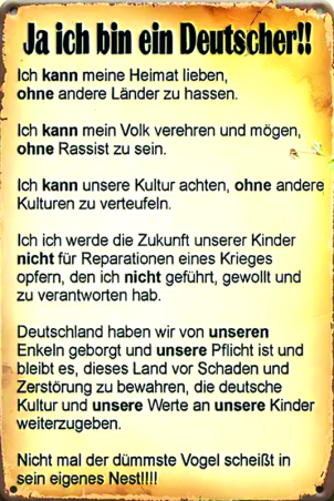 Blechschild "Ja, ich bin ein Deutscher"