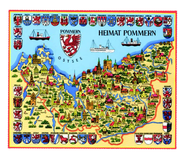 Bildwandkarte Pommern, gerollt