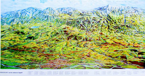Panoramakarte Breslau und die schlesische Bergwelt