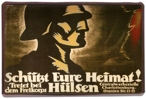 Blechschild "Freikorps Hülsen", 30 x 20 cm