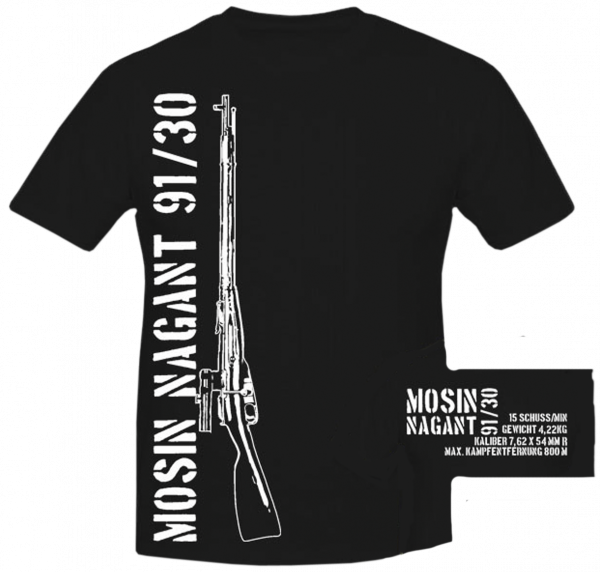 T-Hemd "Scharfschützengewehr Mosin Nagant 91/30", schwarz (Gr. L)